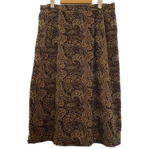 Vintage Tabi Skirt Women SZ 14 Petite Brown Paisley 90s Pockets Dark Academia